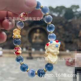 天然糖心玛瑙搭配金箔琉璃珠子白玉菩提度母手串直播批发文玩