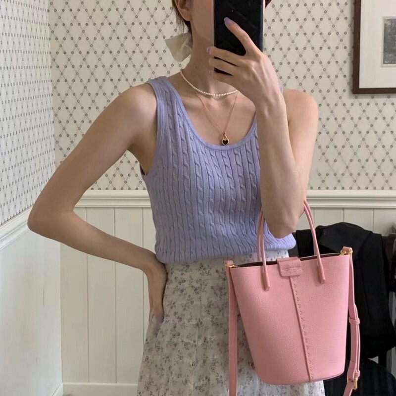 Onemone Cowhide Bag Korea Dongdaemun 2022 Summer Bucket Bag Women's Shoulder Crossbody Bag Street Fashion