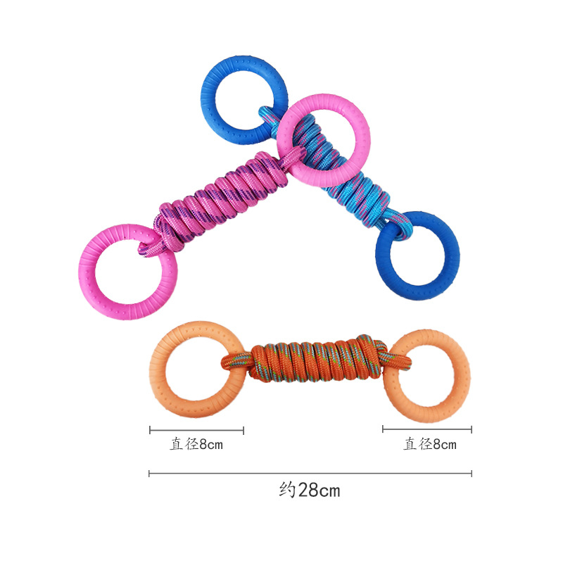 Transfronterizo nuevo perro de juguete cuerda de nylon molar diente limpieza TPR Círculo de entrenamiento resistente a la mordedura de juguetes para mascotas suministros fabricante