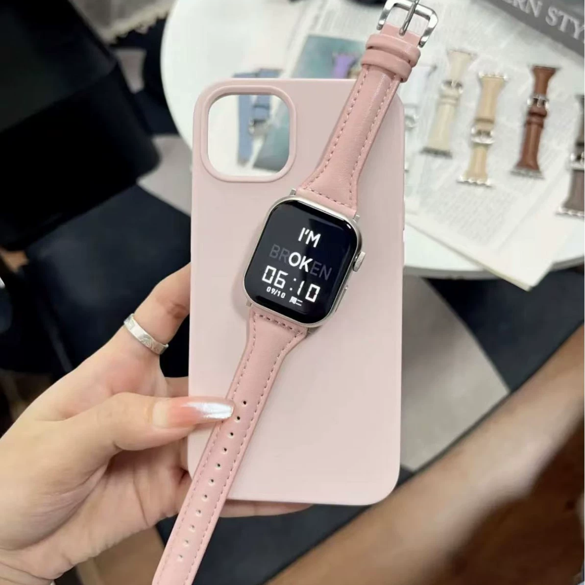 Подходящий ремешок из телячьей кожи для запястья iWatch8 Apple Watch Write Wire Botes SE5/6/7/8/9 поколения Xiaoman талия custard calf leather ремешок