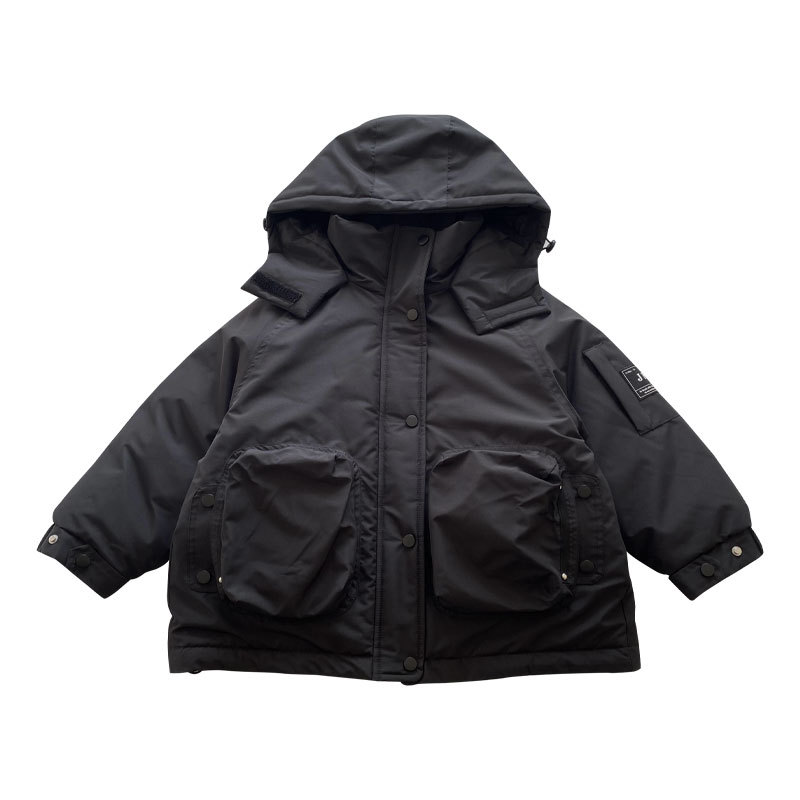 Chaqueta roja para niños, chaqueta encapuchada de invierno para niños, niños mayores, 90 ropa impermeable de acero blanco