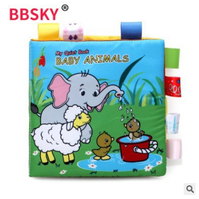 Animal baby label cloth book cannot be torn, can be chewed and makes noise, parent-child interactive infant and toddler early education book