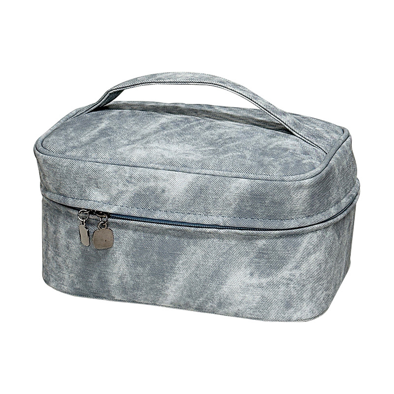 Nueva bolsa de maquillaje denim de alto rendimiento viaje multifuncional bolsa de lavado portátil de gran capacidad bolsa de almacenamiento de maquillaje