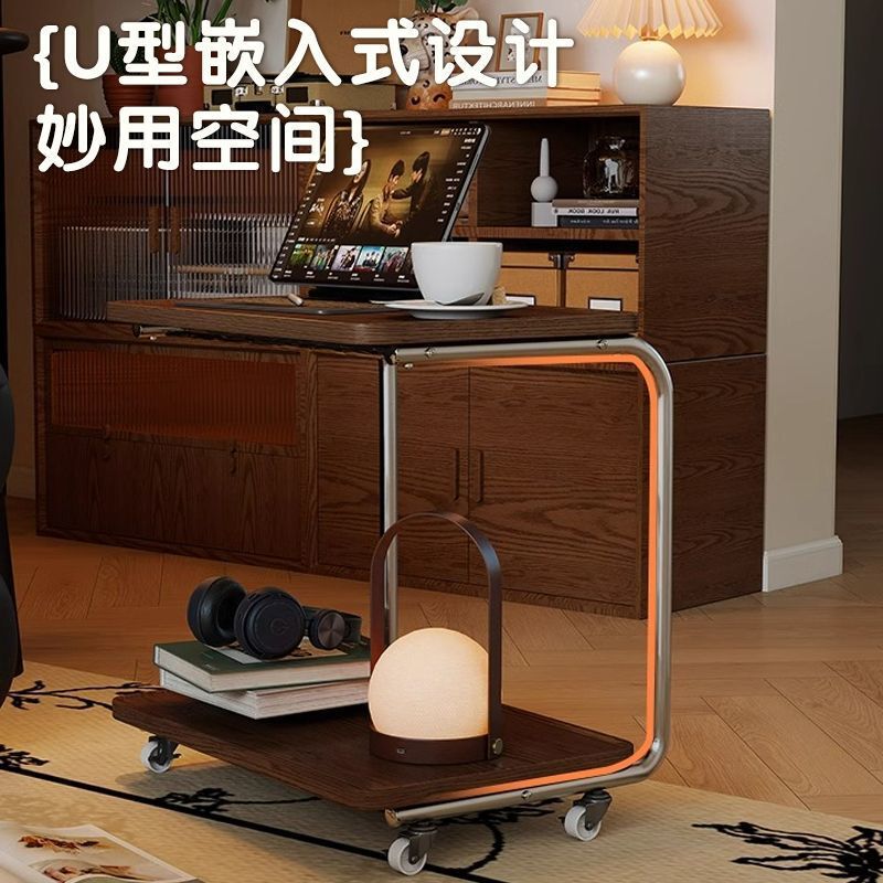 沙发边几可移动小推车卧室置物架客厅家用便携式简约双层床头柜|undefined