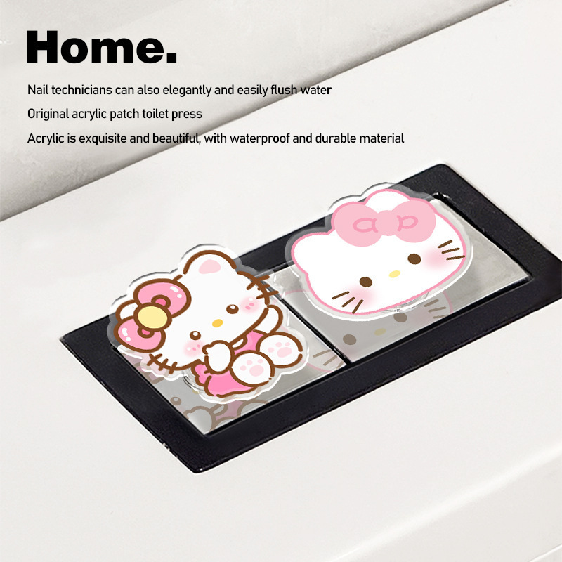 Cute Kt Cat Toilet Flush Button, Convenient Long Nail Press Tool, Waterproof Universal Water Tank Button Cute Kt Cat Toilet Flush Button, Convenient Long Nail Press Tool, Waterproof Universal Water Tank Button