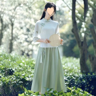 New Chinese Style Retro Literary Women's Clothing, Republic of China Style Cheongsam, Zen Tea Clothing, Daily Improved Han Dynasty Chinese Style Fairy Clothing