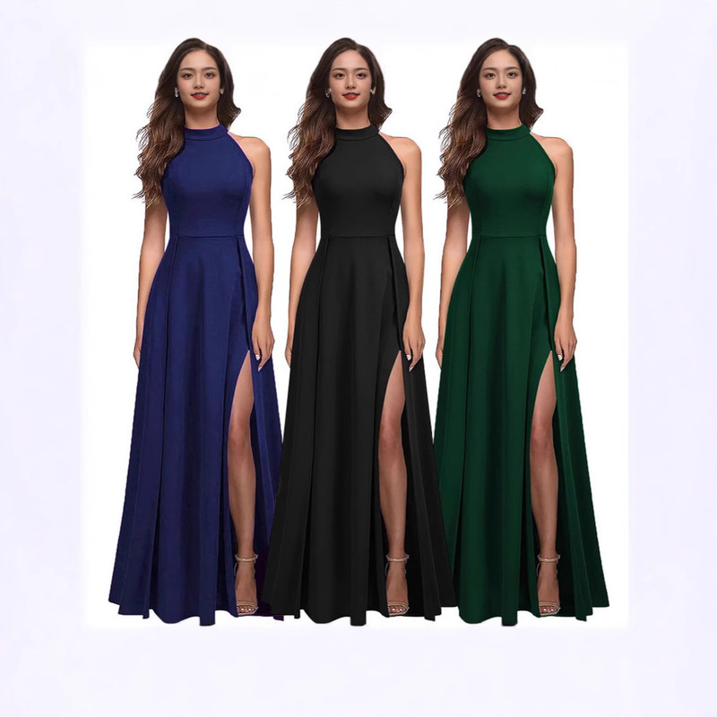 Women's Neck Sexy Evening Dress 2025 Summer Amazon Fashion Split Cocktail Dress Formal Dress