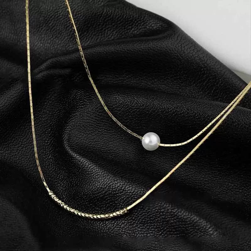 双层项链轻奢珍珠项链时小众珍珠项链女2023年新款ins百搭饰品银