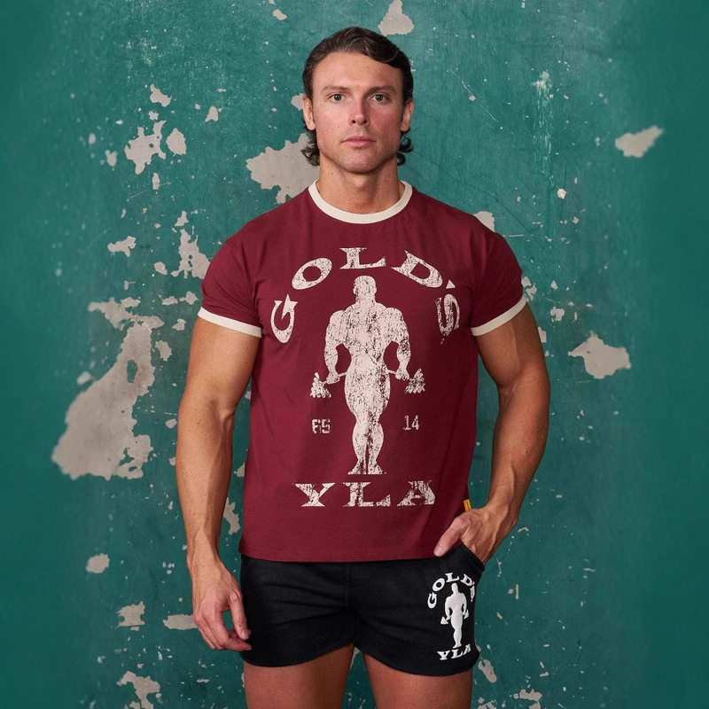 Youngla Co-Branded Gold's New Summer Men's T-Shirt Jogger Sports Fitness Cotton Slim Short-Sleeved