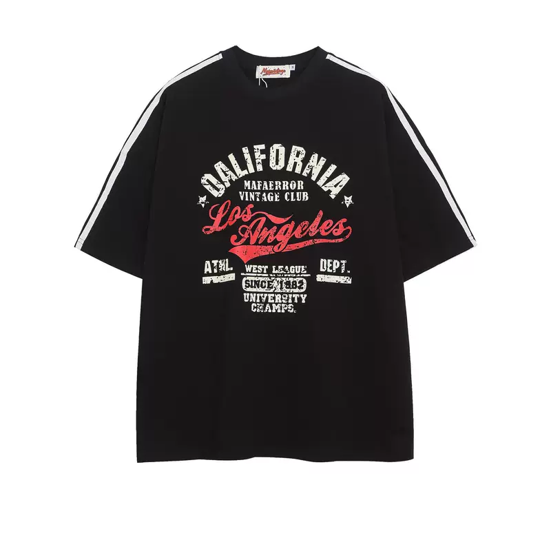 Trend retro summer T-shirt for men and women, American style, loose fit