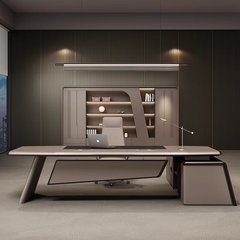 金属塗装仕上げのオフィス家具、社長用デスク、エグゼクティブデスク、管理職用デスクと椅子の組み合わせ、モダンでシンプルなデザイン
