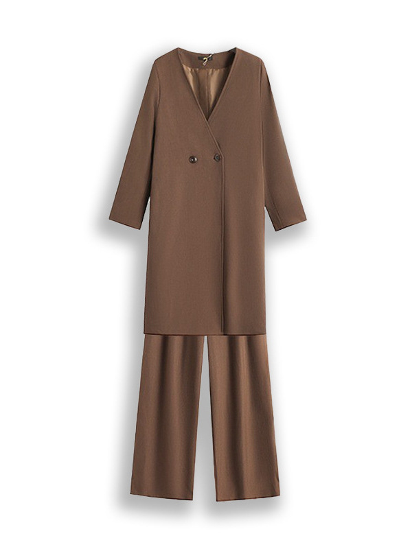 130-320 Plus Size Women's Suit Coat Wide-Leg Pants Two-Piece Set 2025 Autumn and Winter New Fat mm High-End Draped