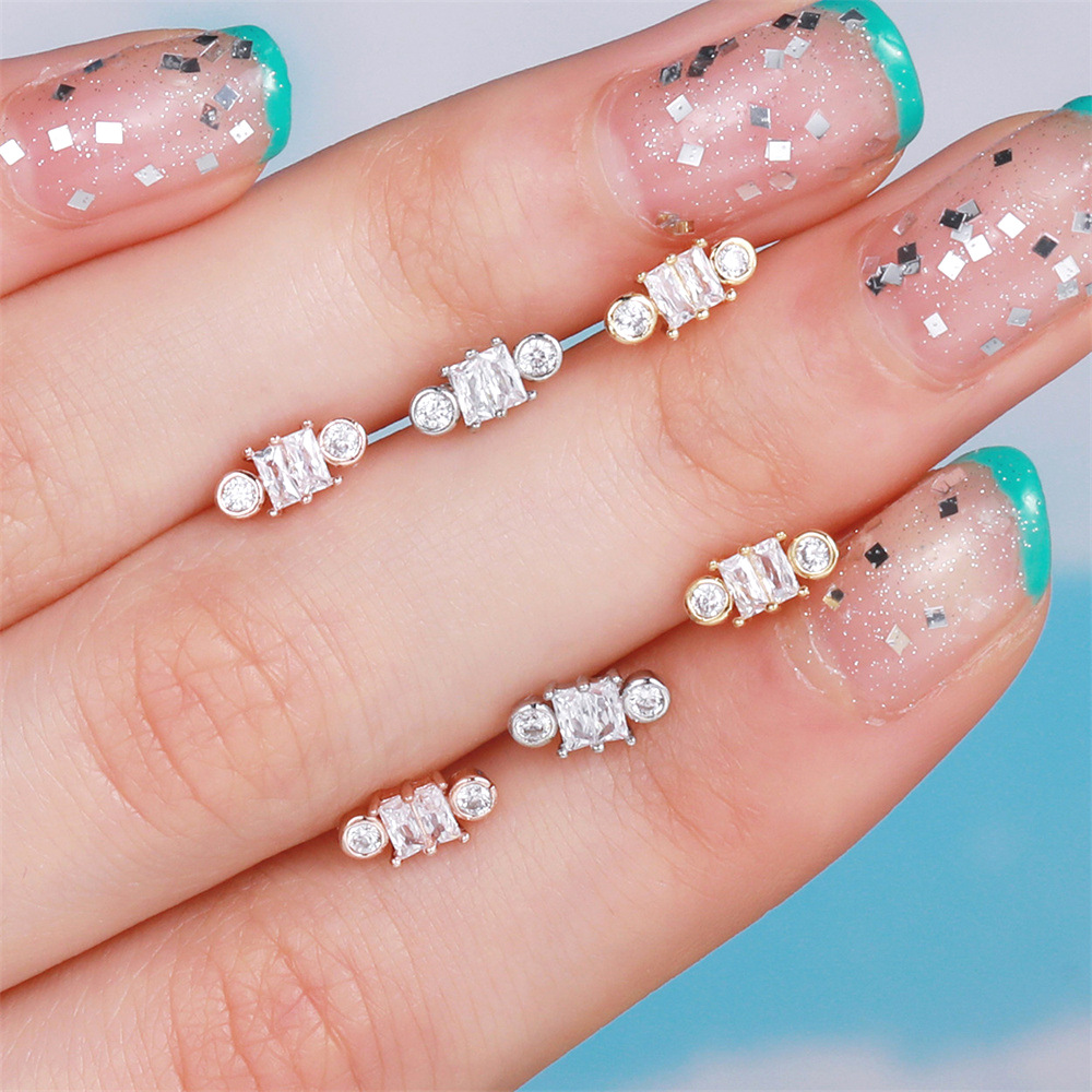 new simple small copper ear bone studs geometric female earrings