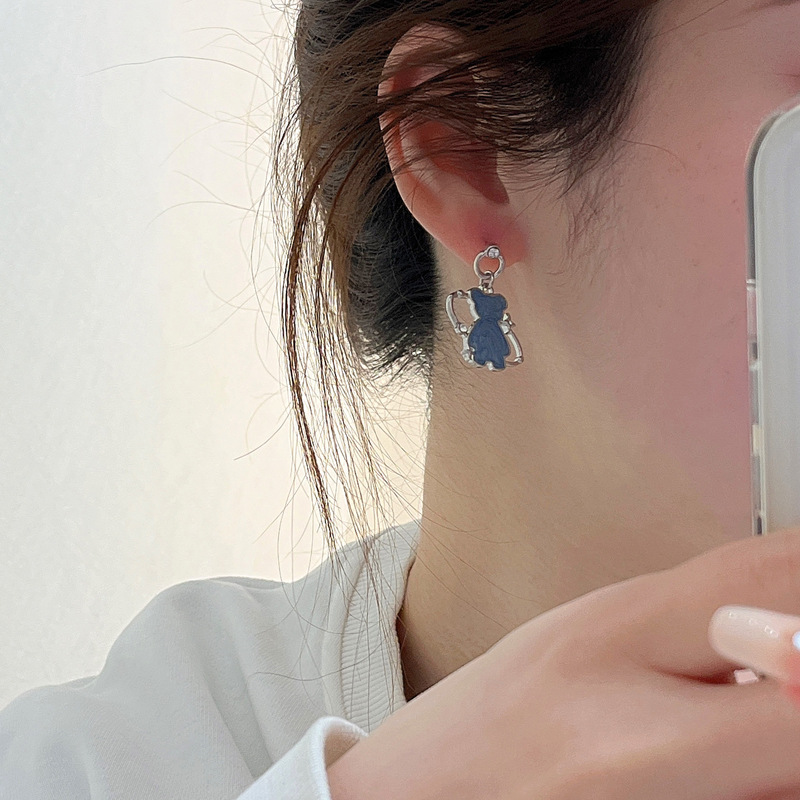 Cute Bear Alloy Enamel Inlay Rhinestones Drop Earrings display picture 2