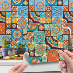 LA001 仿皮革瓷磚牆貼壁紙畫廚房客廳美化裝飾簡易帶背膠自粘壁畫