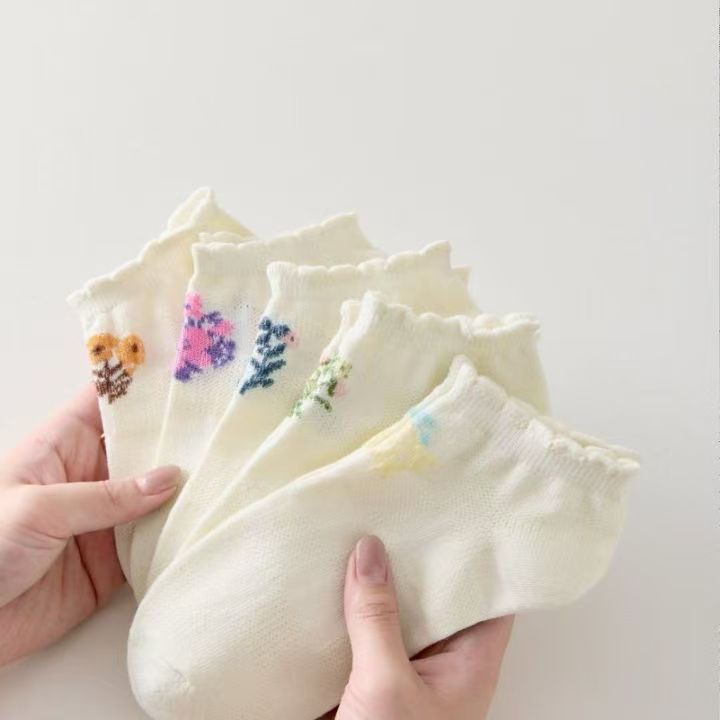 Calcetines de barco con orejas de madera, calcetines japoneses de lunares de color sólido para mujer, calcetines básicos simples y versátiles, calcetines coreanos de estilo universitario