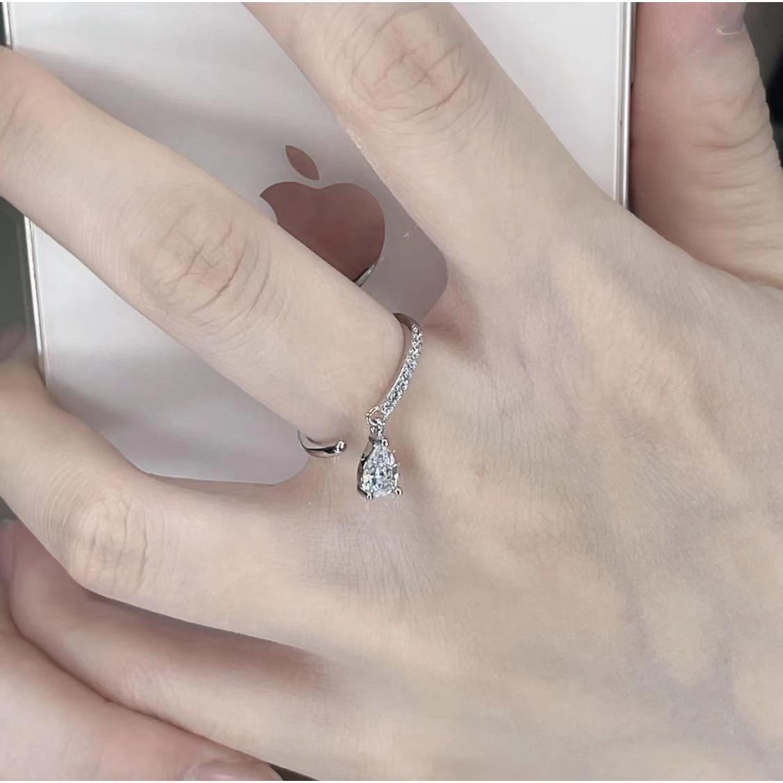 Designer ring waterdruppel verstelbare open ring voor dames_voghion.com