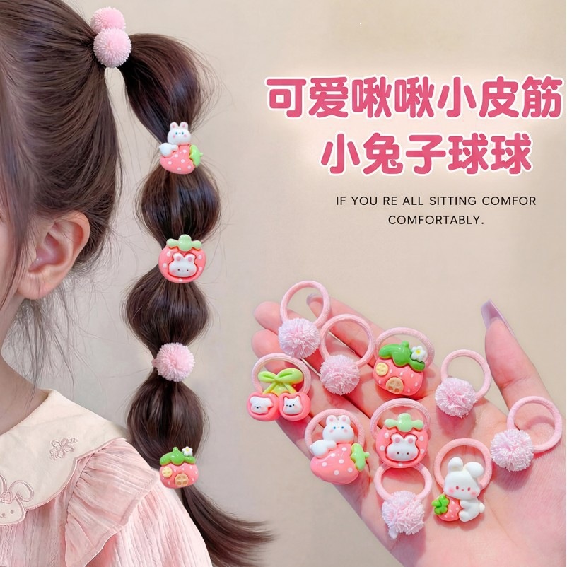 Niños coloridos lindos viento dulce dibujos animados anillo para el cabello bebé joyas para el cabello niñas de alta elasticidad no lesionar toque de cabello
