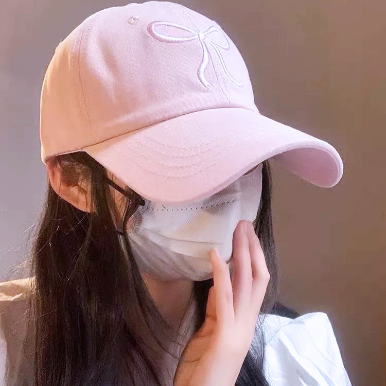 外贸跨境蝴蝶结棒球帽春夏新款可爱甜美立体刺绣鸭舌帽女百搭帽子|undefined