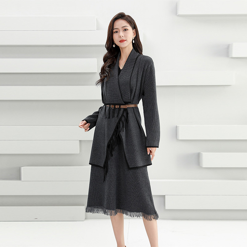 修身不规则气质毛呢2025春秋季新披肩流苏斗篷外套时尚针织毛衣女