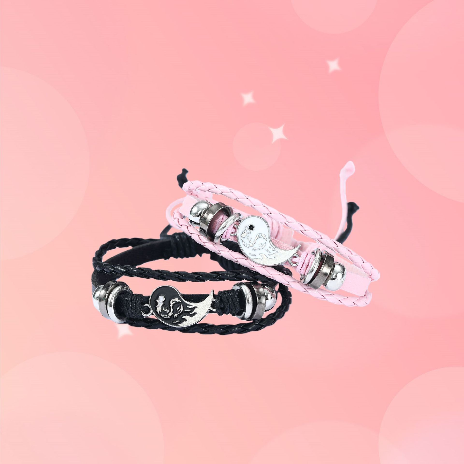 Two-Dimensional Yin-Yang Dragon Pattern Woven Bracelet for Men and Women, Couple Style, Niche Design Bracelet, Trendy and Cool Personalized Jewelry