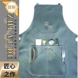 加厚新款围裙定制logo仿羊皮围裙防水防污防油厨房软皮围裙批发