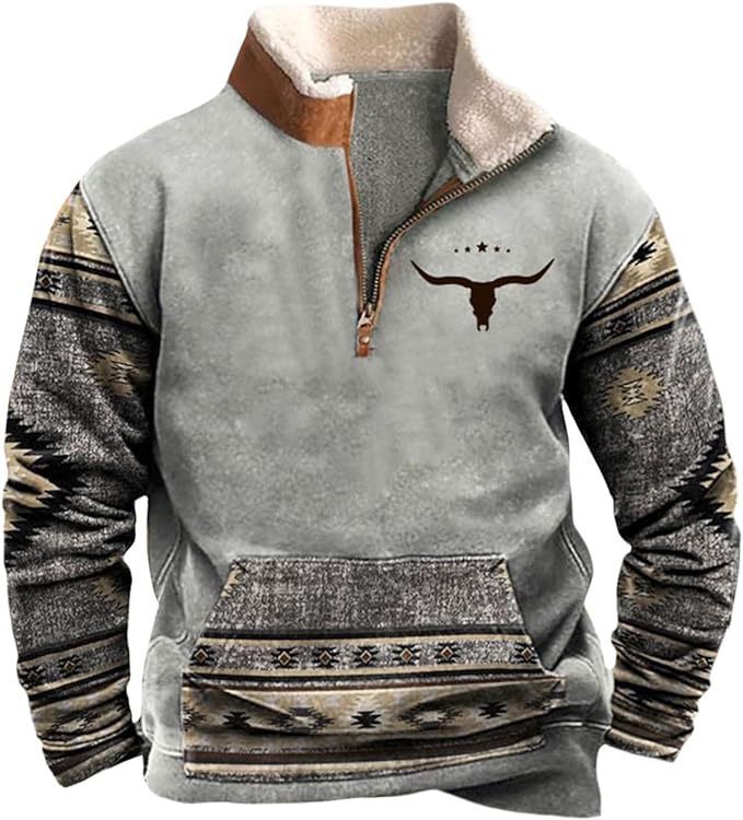 Men's Spring/Summer 3D Digital-Printed Half-Zip Hoodie With High Neck_viptrois.com