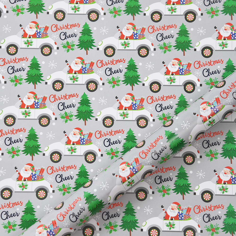 Venta caliente transfronteriza 80g papel de cobre impresión de Navidad papel de embalaje de regalo de Navidad de bricolaje fabricante de papel de embalaje de regalo al por mayor