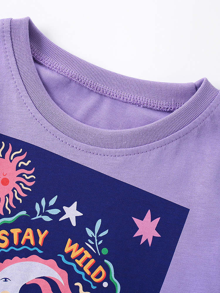Malwee transfronterizo nueva camiseta infantil de mangas cortas niñas suave piel europea y americana dibujos animados casuales para niños de mediana edad chaqueta de verano