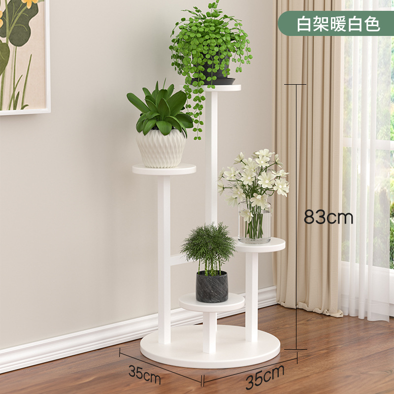Estante de flores de arte de hierro, decoración de sala de estar, estante de macetas, balcón, estante de flores de eneldo verde de pie, estante de madera de acero de varios pisos para interiores image 6