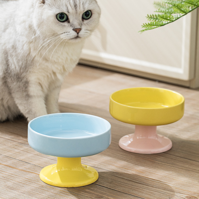 Tacos de cerámica para mascotas de patas altas para gatos, tacos para perros de alto valor de protección de la columna cervical, tacos de comida para gatos de gran calibre, tacos de arroz para gatos macarrones