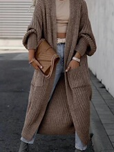 F 12223 Long Sleeve Button Cardigan ����糤��ë�� ����