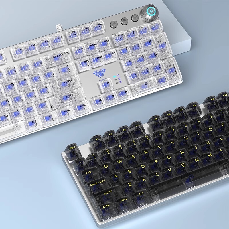 Wolf Spider Transparent Ice Cube Wired Mechanical Keyboard Portable E-Sports Gaming Internet Cafe Desktop Laptop Universal Mixed Light