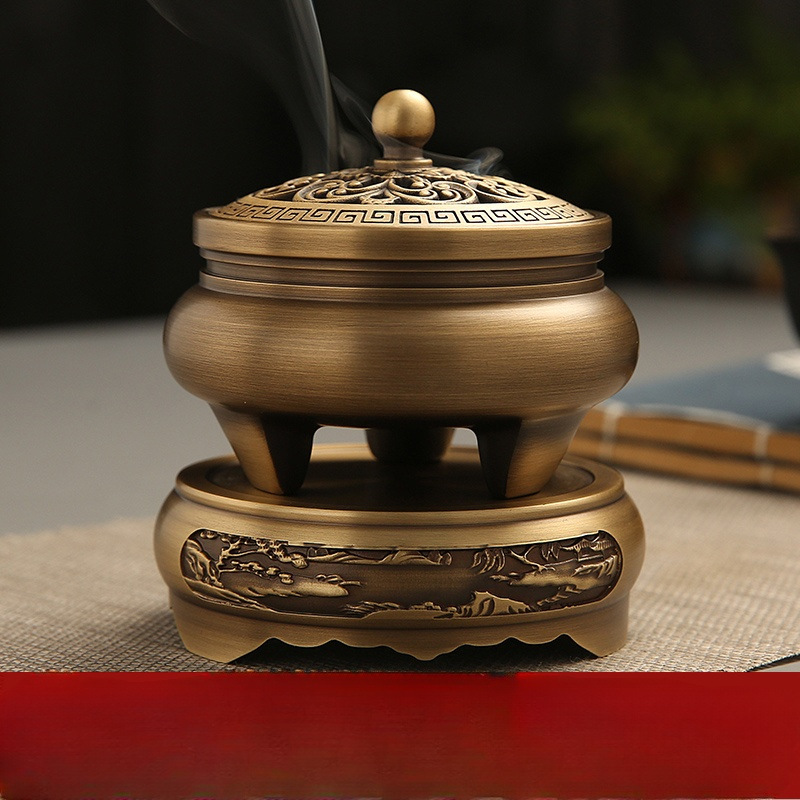 Brass incense burner, aromatic mugwort moxa incense, sandalwood incense burner for home use, indoor altar, agarwood calming, incense plate, king of incense, gold