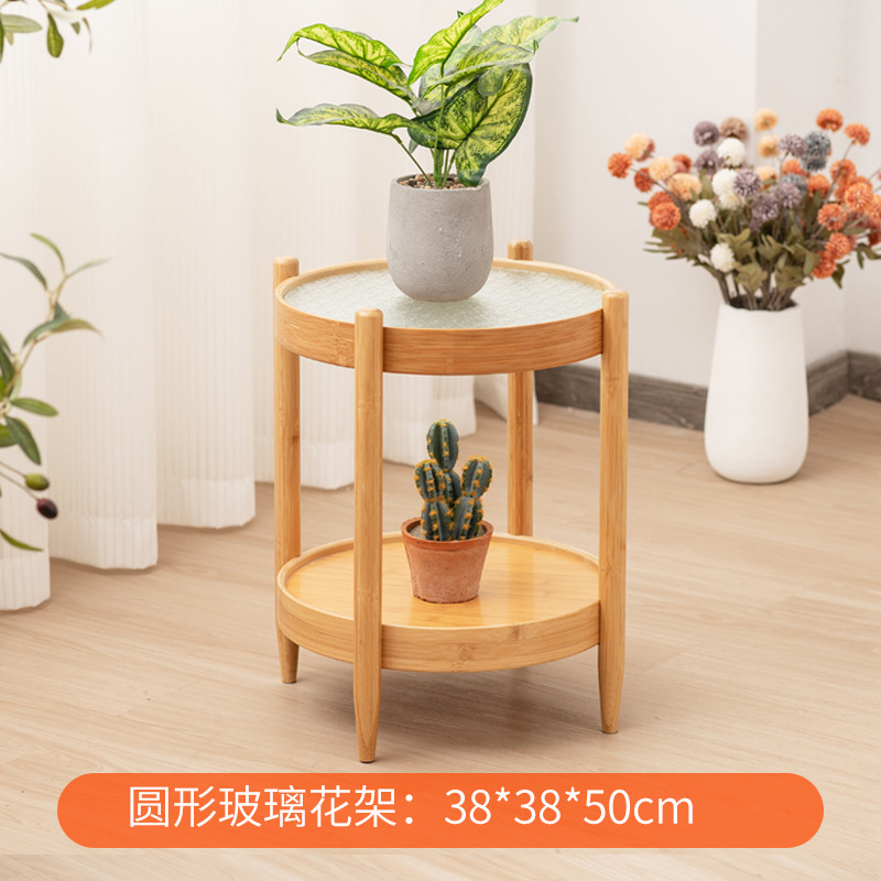 Flor soporte piso interior Begonia flor vidrio templado redondo flor combinación simple moderna flor tienda de flores soporte de exhibición