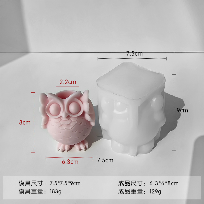 Jiahui Mei búho molde de mesa didiy yeso vela base de cemento decoración molde de mesa