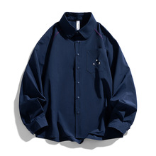 春秋衬衣男士潮牌美式字母印花长袖衬衫春秋季宽松休闲衬衣外套薄