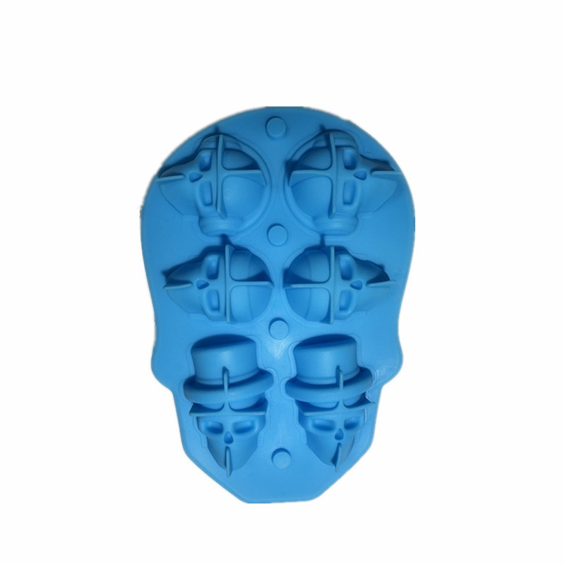 Venta directa de fábrica de diez piezas cráneo cubo de hielo Halloween 6-agujero cubo de hielo molde creativo nuevo 4-agujero cráneo cubo de hielo