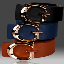 New Alphabetic Gold Buckle Belt for Men and Women Couples Wa