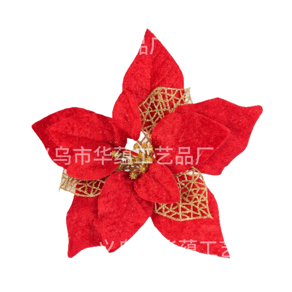 Polvo suelto flor de Navidad árbol de Navidad sombrero de Navidad corona de ratán decoración de fiesta flor artificial