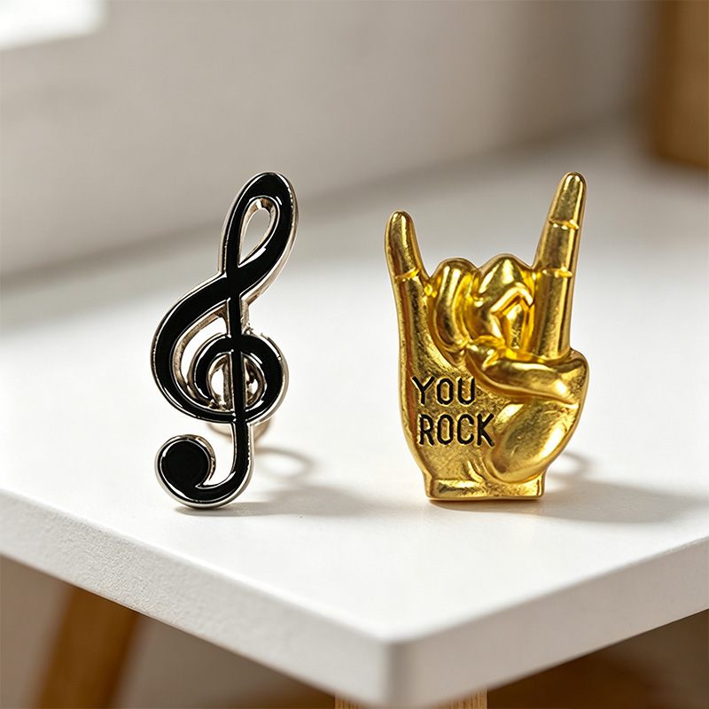 Fashionable and Unique Rock Gesture Musical Note Brooch Set Metal Badge Creative Accessory Pin for Music Enthusiasts Fashionable and Unique Rock Gesture Musical Note Brooch Set Metal Badge Creative Accessory Pin for Music Enthusiasts