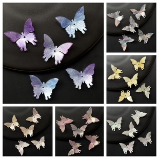 Three-Dimensional Colorful Gradient Butterfly Hairpin Hair Clip Acetate Accessories Hanfu Hair Accessories Handmade DIY Headwear Accessories Wholesale