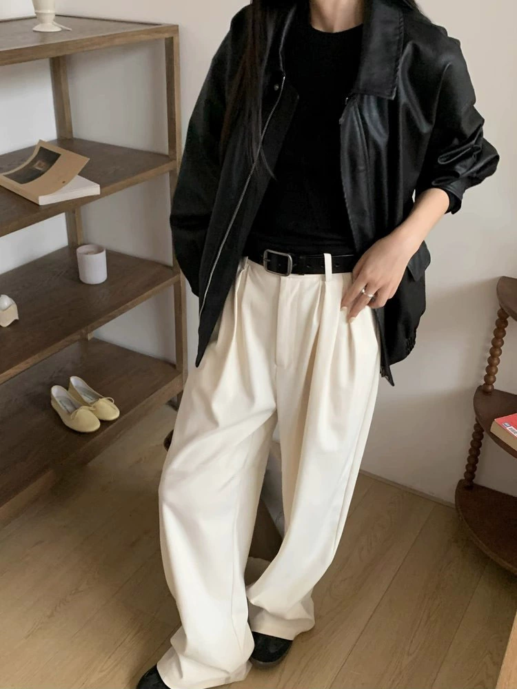 Retro autumn jacket, American style, genuine leather, oversize
