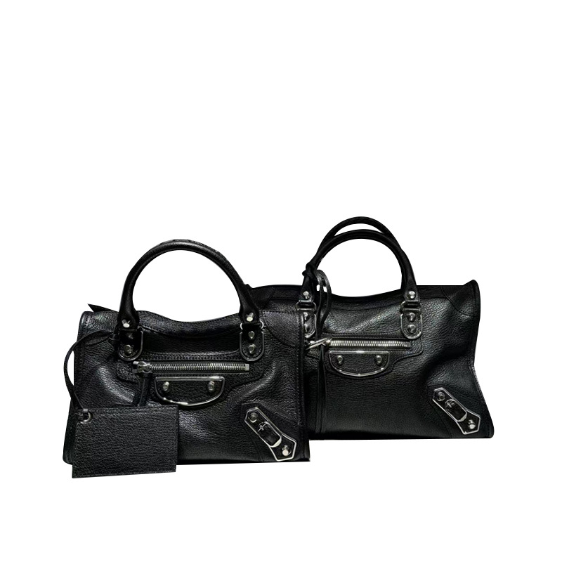 2026 New B-Brand Le City Women's Motorcycle Bag, Cool Girl Retro Studded Oil Wax Leather Handbag & Crossbody Bag - Thumbnail 5