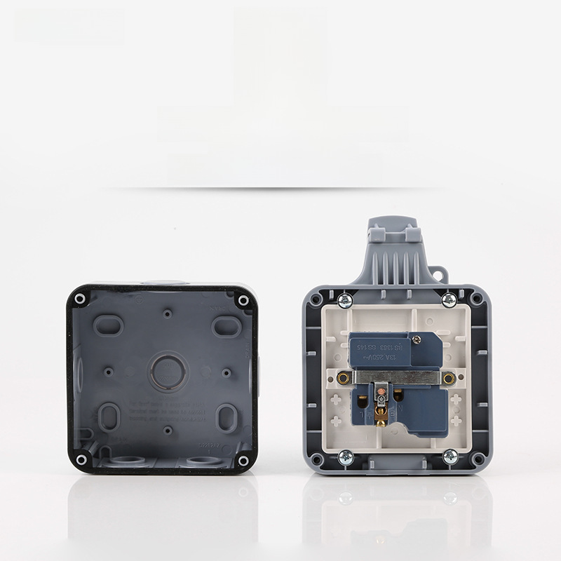 Factory Direct Supply Outdoor Waterproof Switch Socket Box Splash Proof British Standard Socket MP21 British Single Pole