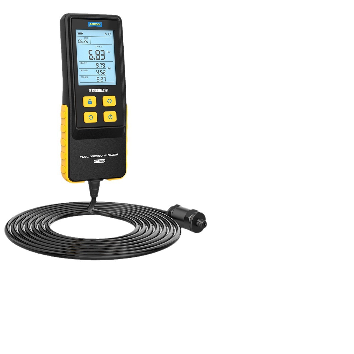 AUTOOL PT630 medidor de presión de combustible para automóvil herramienta de detección de presión de gasolina inyección de combustible pantalla digital inteligente