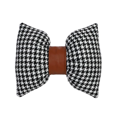 Seat cushion, seat cover – Seat Cover for Car Interior - knitted-houndstooth-brown-leather-waist-headrest