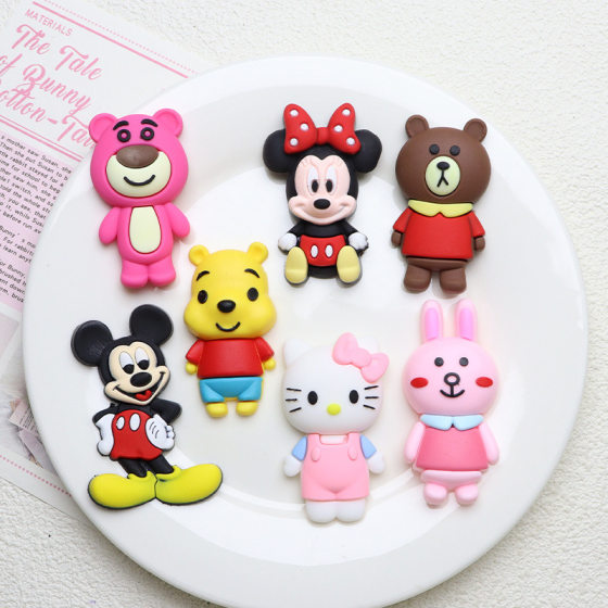 Cartoon Minnie refrigerator PVC soft glue jewelry DIY mobile phone case hairpin cup hole shoes accessories patch