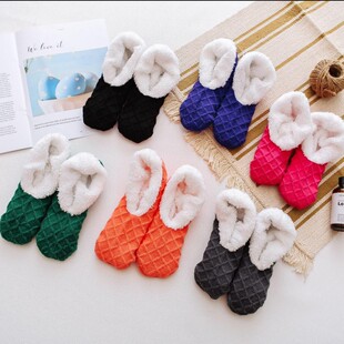 Women's Floor Socks Lamb Wool Dot Candy Color Carpet Socks Autumn and Winter Warm Women's Socks Sets Shoes and Socks
