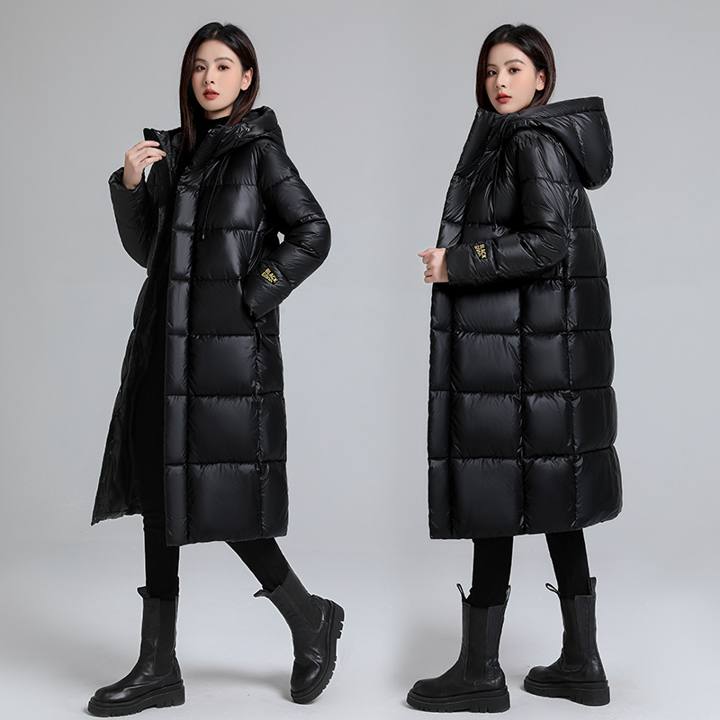 3D Desenli Unisex Büyük Boy Kapüşonlu Uzun Şişme Mont - Erkekler ve Kadınlar İçin Kalınlaştırılmış Kışlık Ceket (Siyah, Büyük Bedenler Mevcuttur)_voghion.com